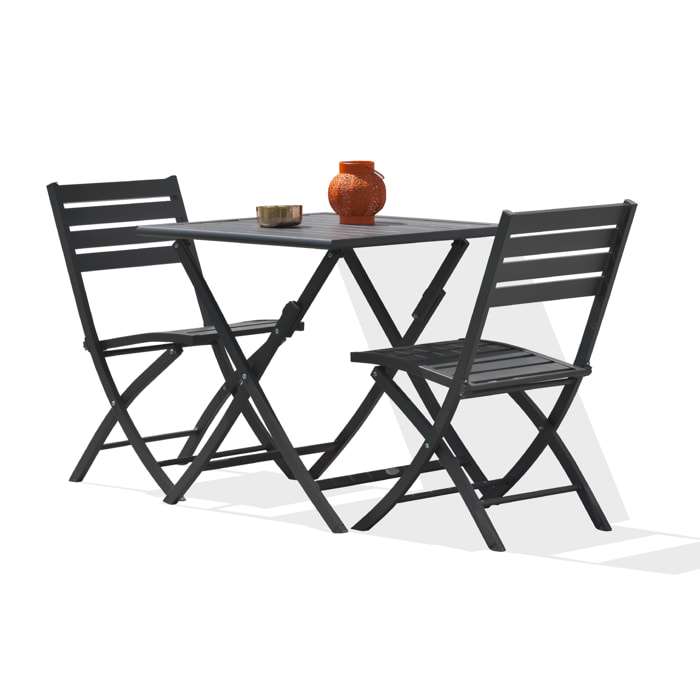 MARIUS - Ensemble repas de jardin 2 places en aluminium