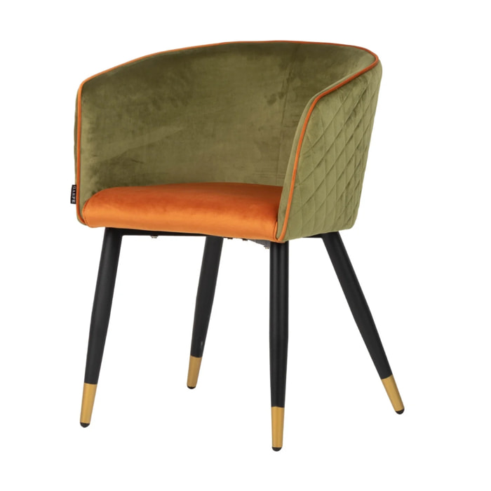 Silla Con Tirador Velvet Verde Naranja 55x57x76 Cm