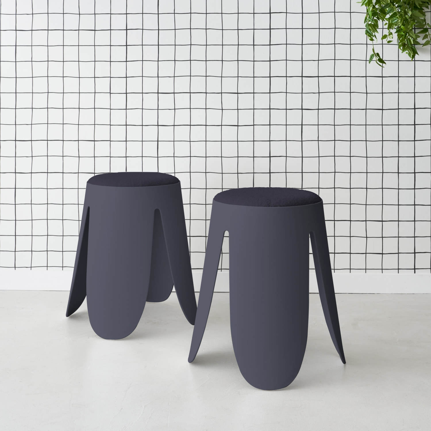 Tabouret empilable bouclette texturée (lot de 2) NIKI