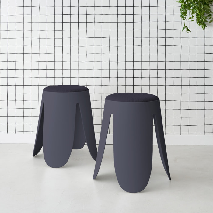 Tabouret empilable bouclette texturée (lot de 2) NIKI