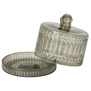 J-Line bocal rond relief - verre - vert kaki - small
