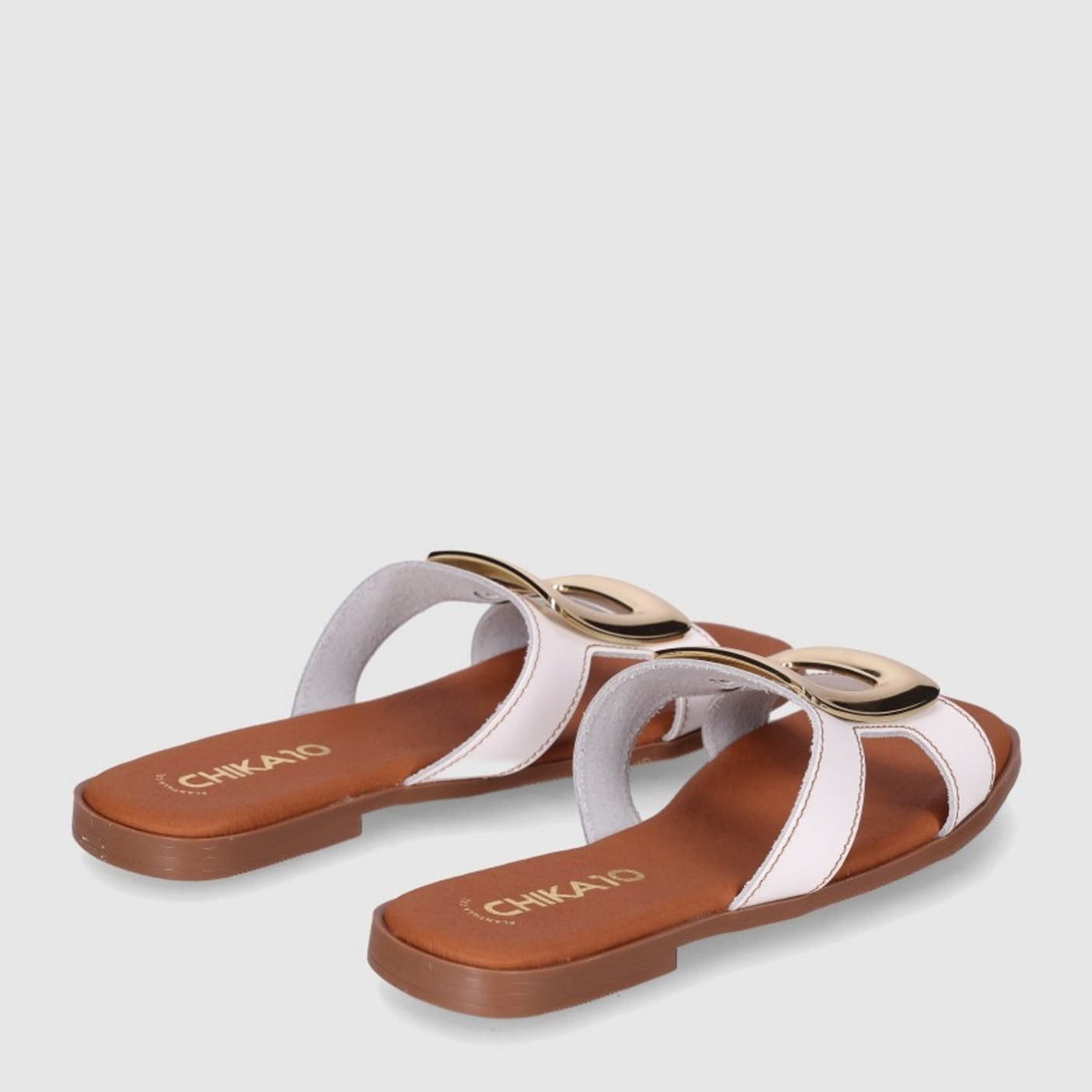 Sandalias de Piel - Blanco - Tacón: Bajo