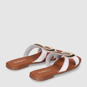 Sandalias de Piel - Blanco - Tacón: Bajo