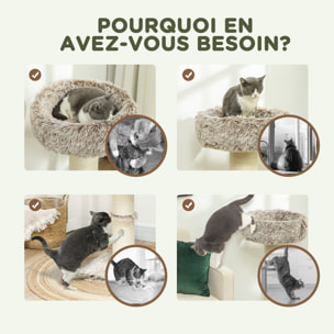 Arbre à chat luxe effet fourrure - dim. 45L x 45l x 87H cm - griffoir, plateforme panier observation - marron