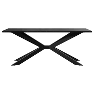 Casey - table à manger - plateau effet marbre - pieds en métal - 4 à 8 personnes - Noir