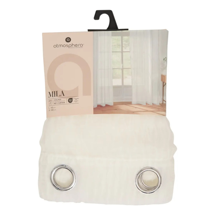 Voilage Mila rayures texturées140x240cm blanc