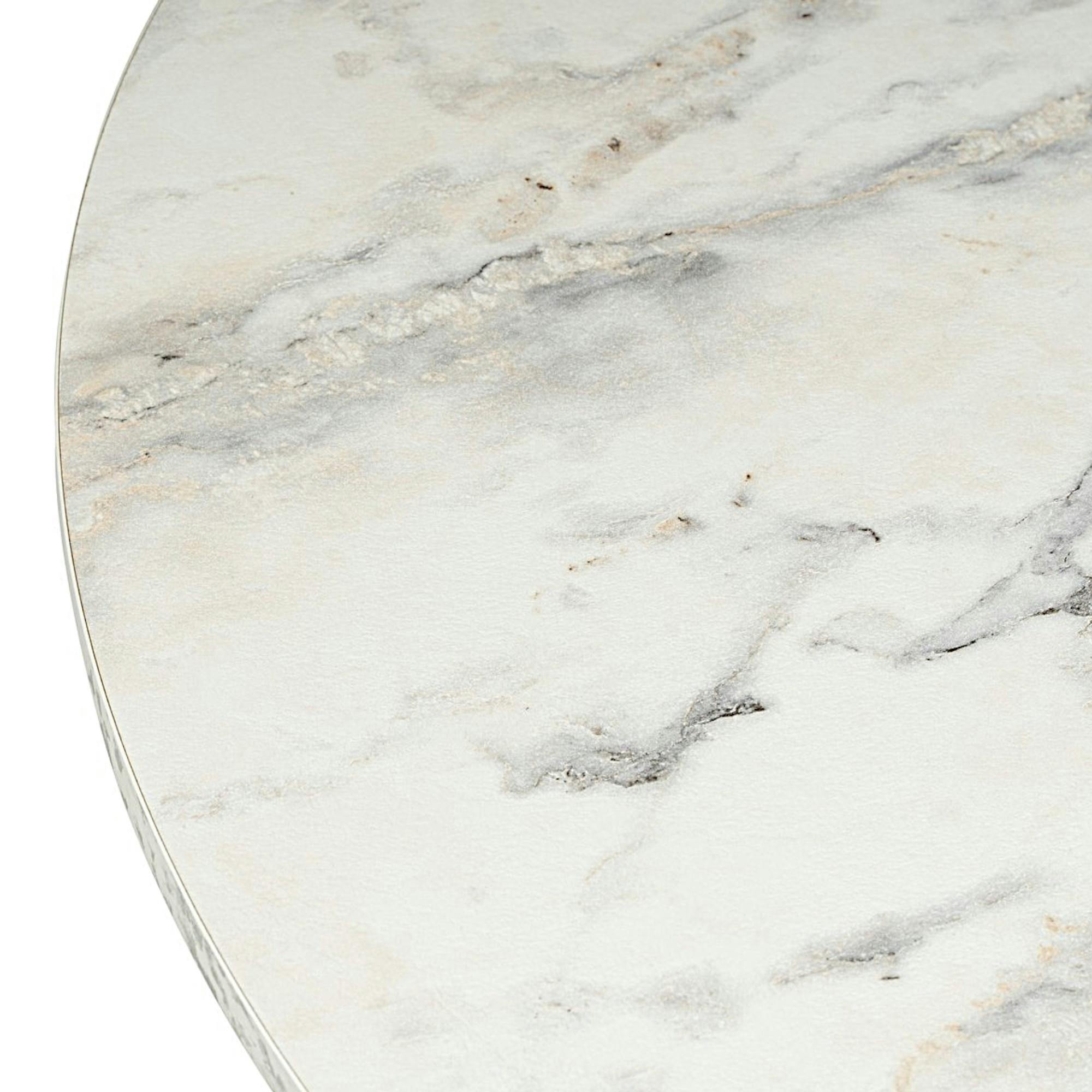 Table basse ronde effet marbre – pied hexagonal MARFA