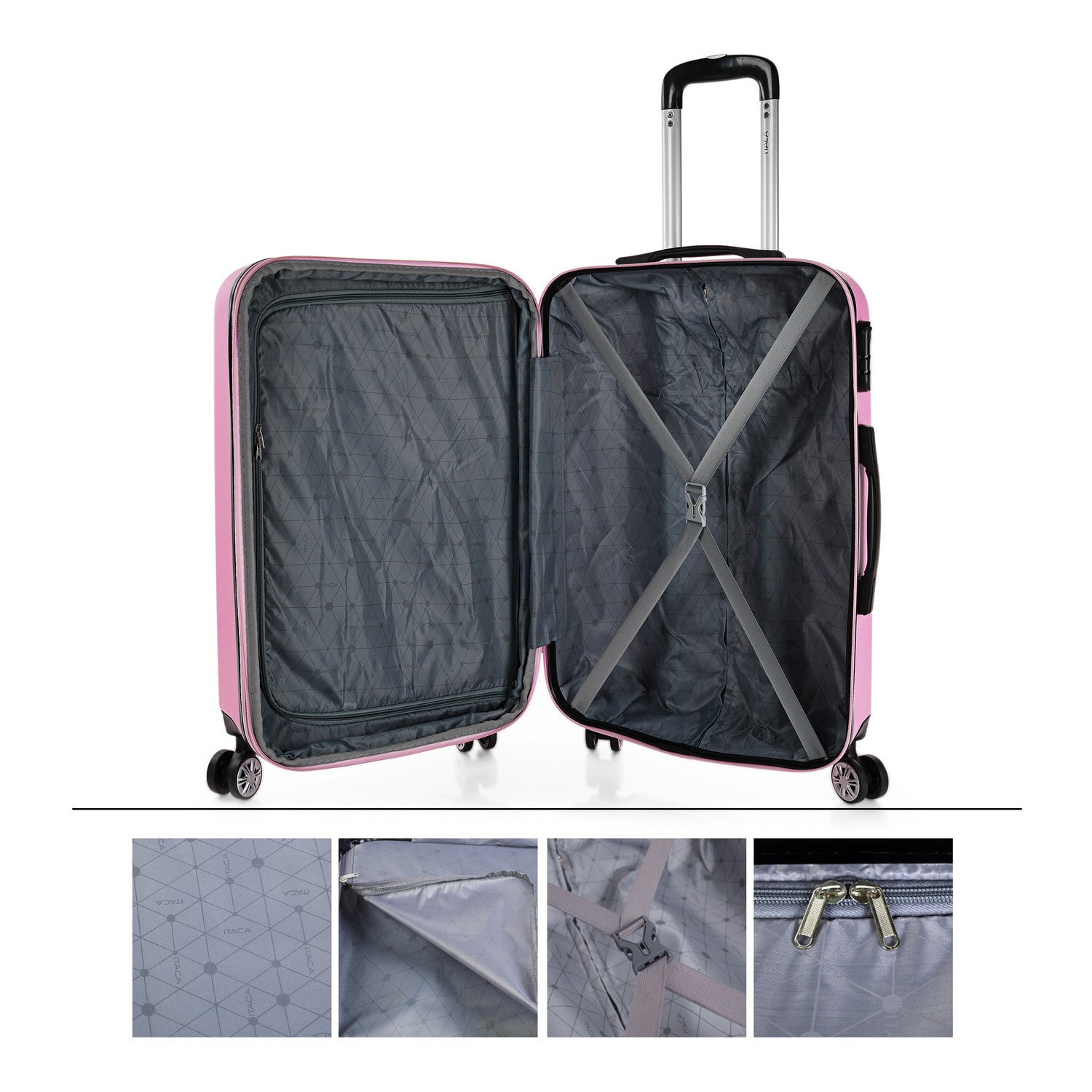 Juego De Maletas Rígidas Abs Itaca Sevron Rosa
