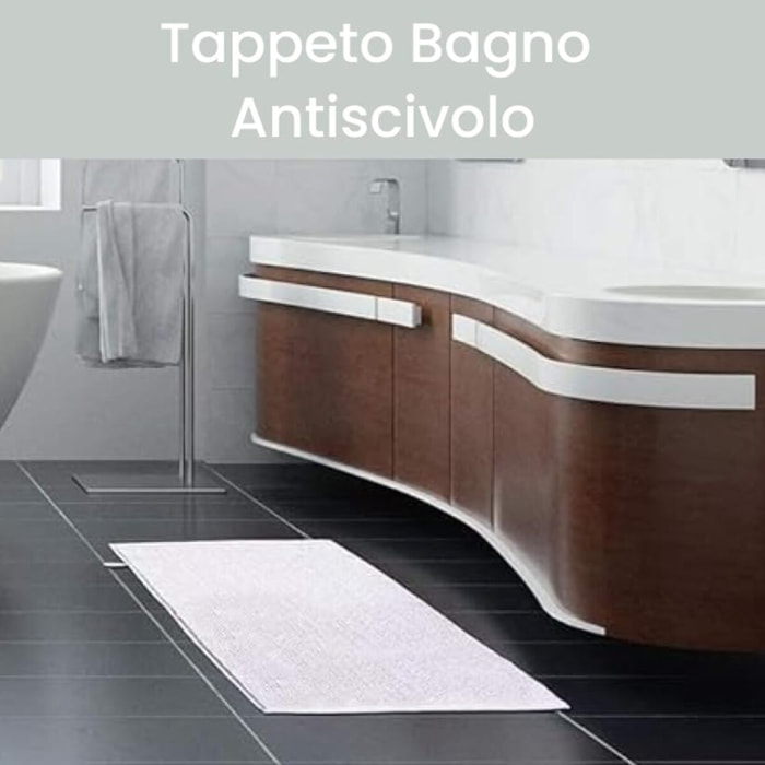 Tappeto bagno antiscivolo in poliestere assorbente e morbido, asciugatura rapida e superficie confortevole, ideale per doccia e vasca, fondo stabile per maggiore sicurezza, pratico e resistente all’uso quotidiano, facile da pulire e mantenere nel tempo