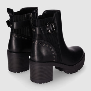 Botines de Piel Sintética - Negro - Tacón: 6 cm