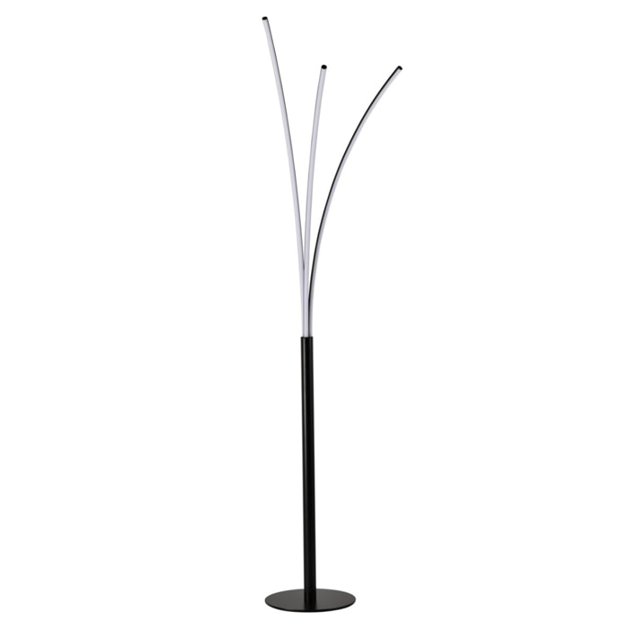 Lampadaire LED Tomasucci SCRATCH, métal noir mat et acrylique blanc, 150 cm, 30W, lumière blanc chaud
