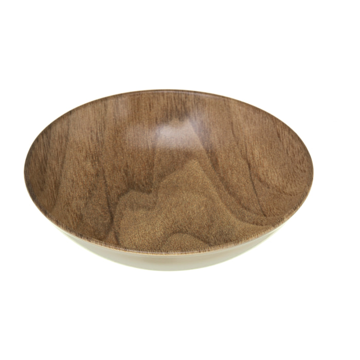 PLATO DE SOPA DE MADERA COLOR MARRON 22CM