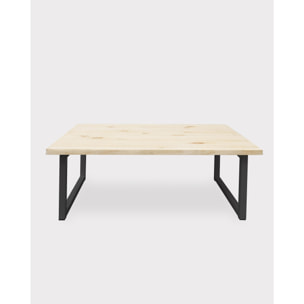 Table basse en bois massif ton naturel avec pieds en fer noir 40x100cm Hauteur: 40 Longueur: 100 Largeur: 60