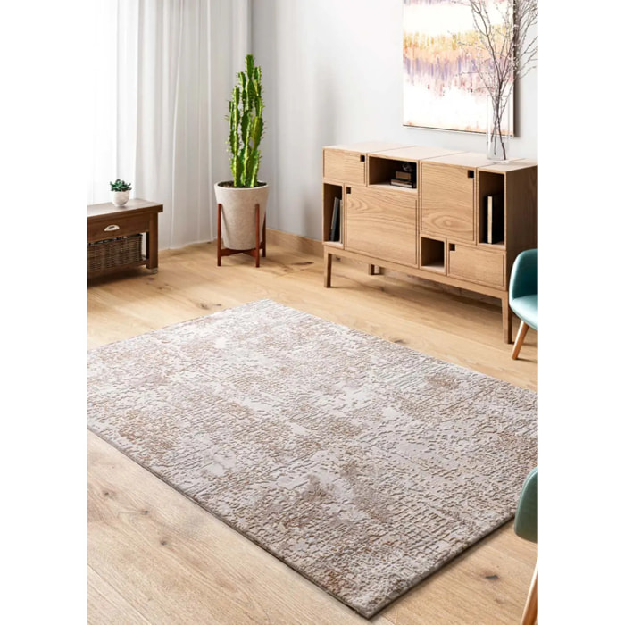 ORIS Alfombra abstracta con relieve beige, varias medidas disponibles.