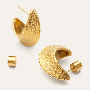 Pendientes Organic Shape Acero Baño Oro