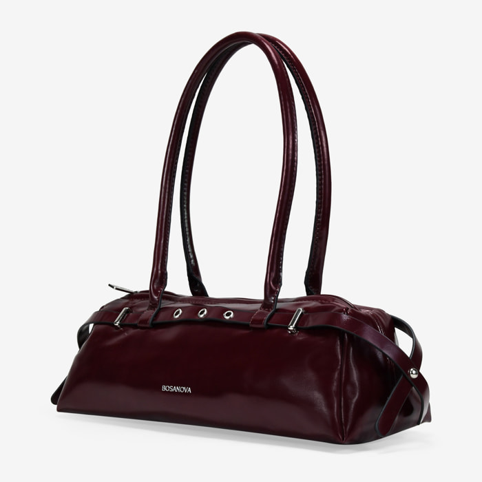 Bolso de hombro burdeos con cremallera