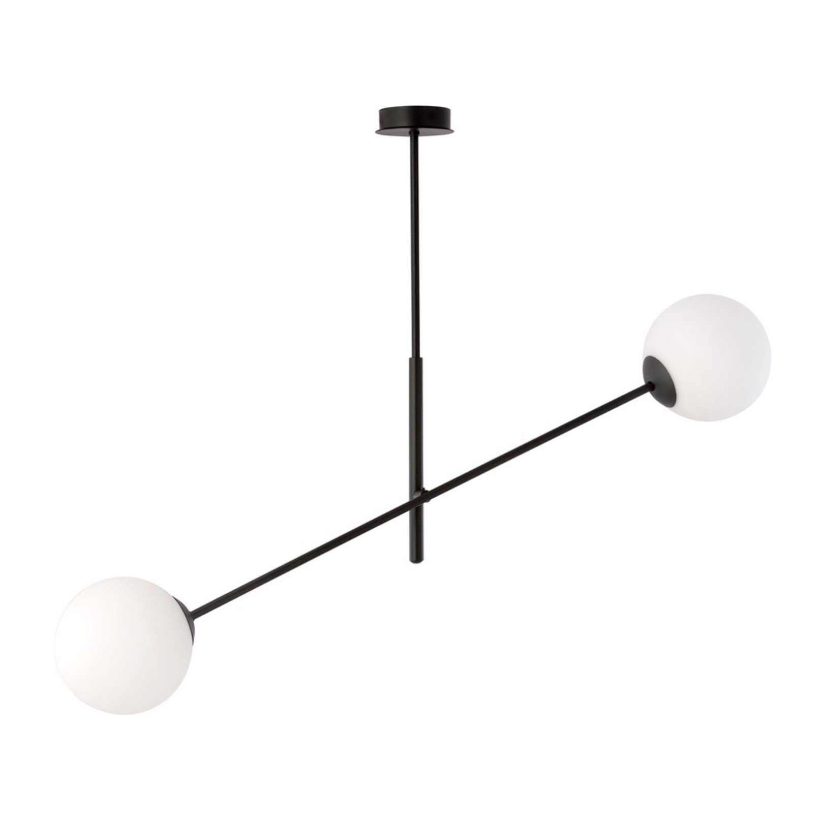Lampada a sospensione LINEAR con struttura in acciaio nero e sfere in vetro