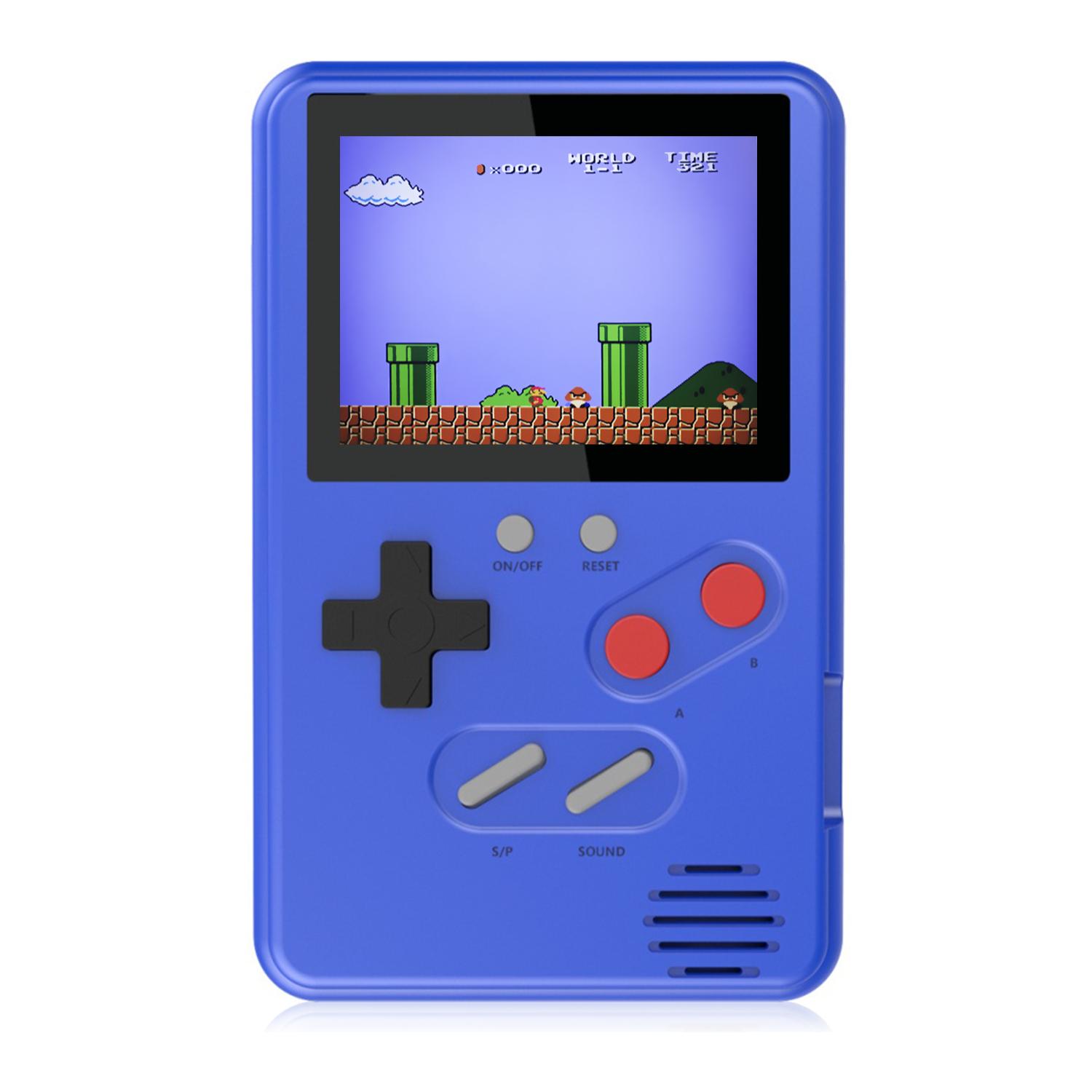 Console portatile con 500 giochi classici preinstallati. Schermo a colori da 2,4 pollici.