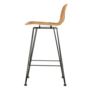 Lot de 2 chaises de bar mi-hauteur 63 cm en résine tressée marron - Jigani