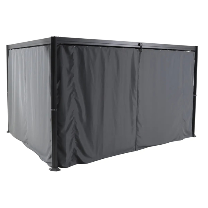 Rideaux pour pergola "Belize" ardoise 4x3m en polyester