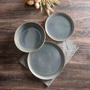 Servizio di piatti rifiniti a mano in ceramica grigio- Erika