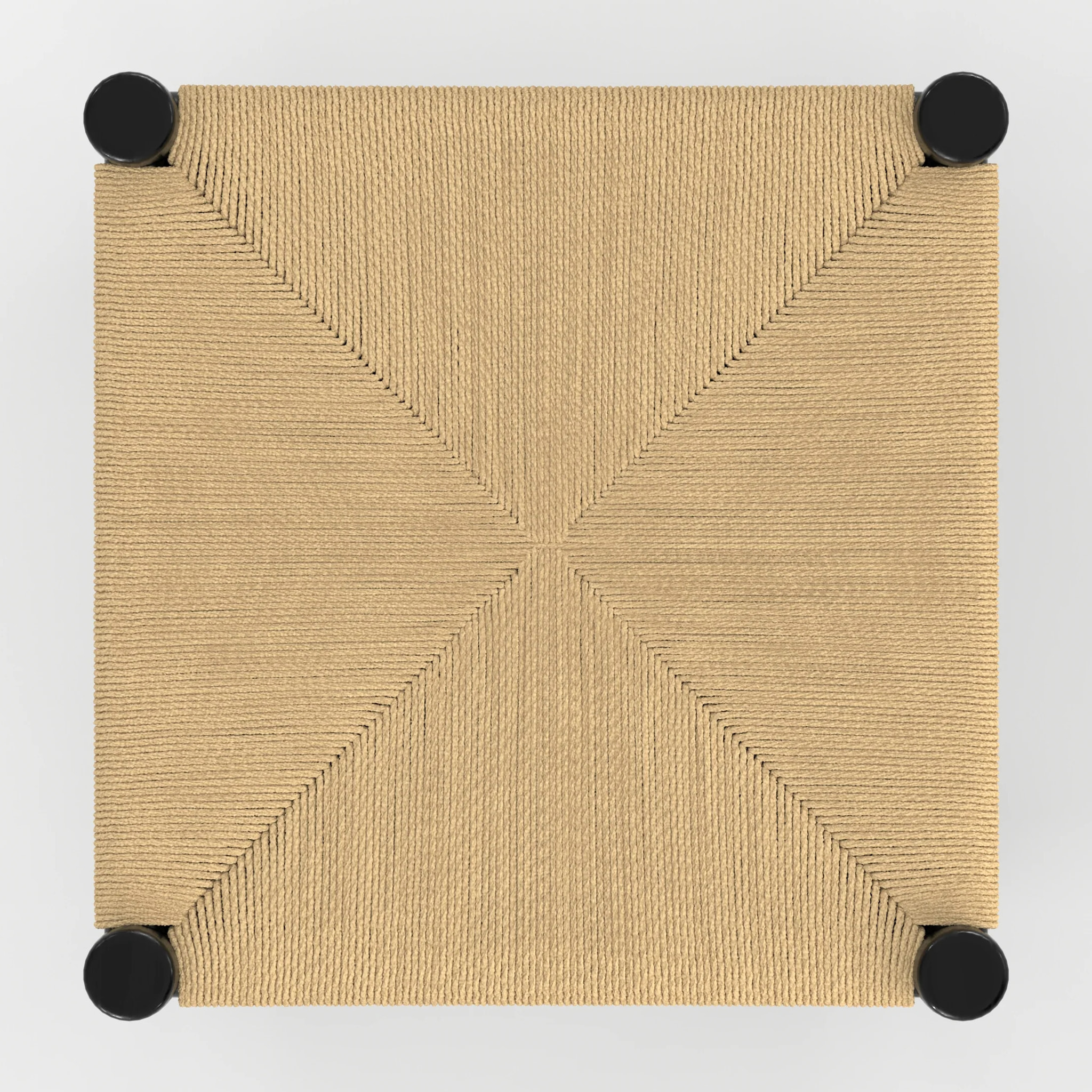 Tabouret pour ilot central 65 cm en teck noir et rotin - Kaïa