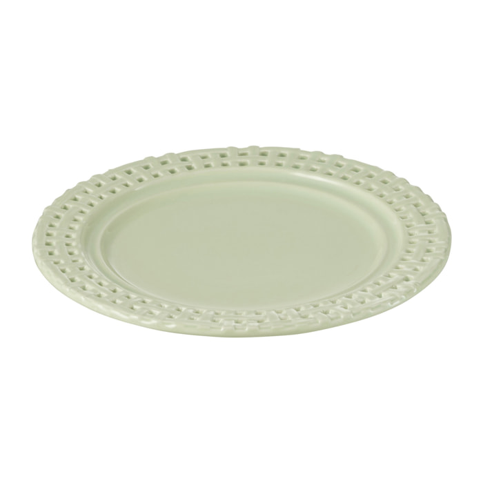 J-Line assiette Ronde - céramique - vert - 4 pièces