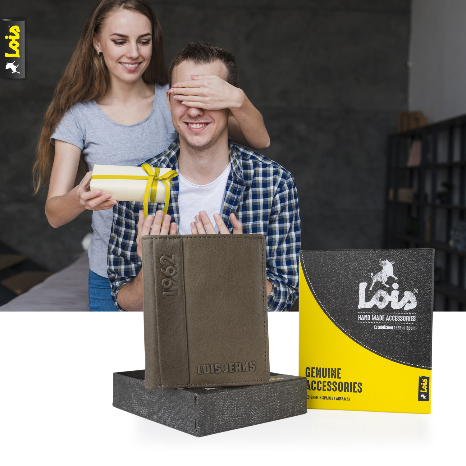 Cartera Hombre Piel Lois Elk Marron Oscuro