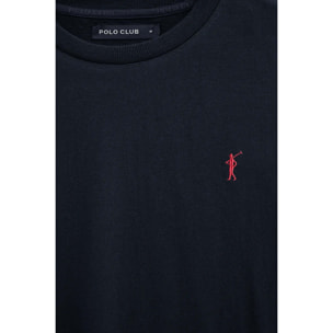 Maglietta blu marino a maniche lunghe, fit dritto con ricamo Rigby Go