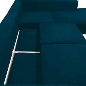 Canapé d'Angle Droit Velours Fiesole, 3 Places, Couchage Intégré, Coffre de Rangement, Housse Déhoussable