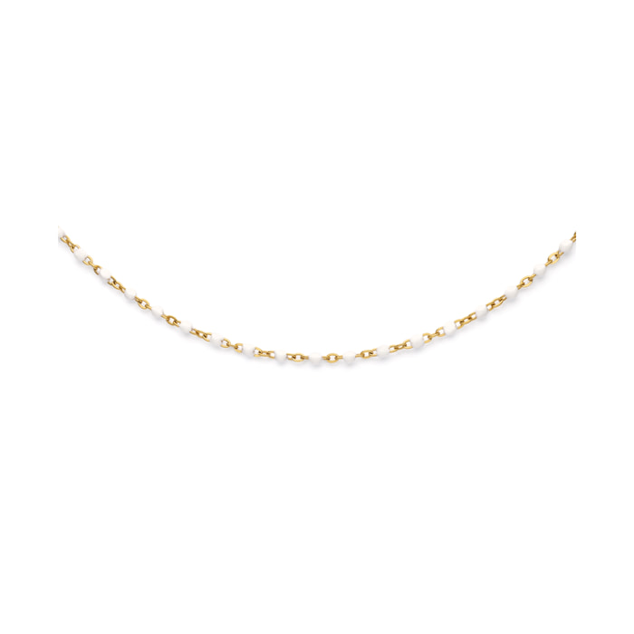 Collar Dots Enamel Blanco Acero Baño Oro