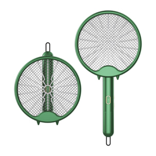 DAM Raqueta eléctrica W1 de doble uso, mata mosquitos, moscas y polillas. Batería de litio. Luz ultravioleta 360°. 23x5x50 Cm. Color: Verde