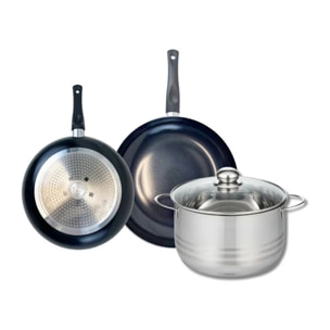 Ensemble de 2 Poêles de cuisson 20 et 24 cm et 1 faitout 20 cm Elo Prima Brillant