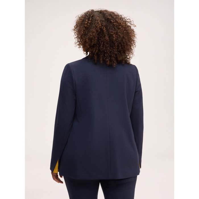 Fiorella Rubino - Blazer en punto Milano con detalles metálicos - Azul