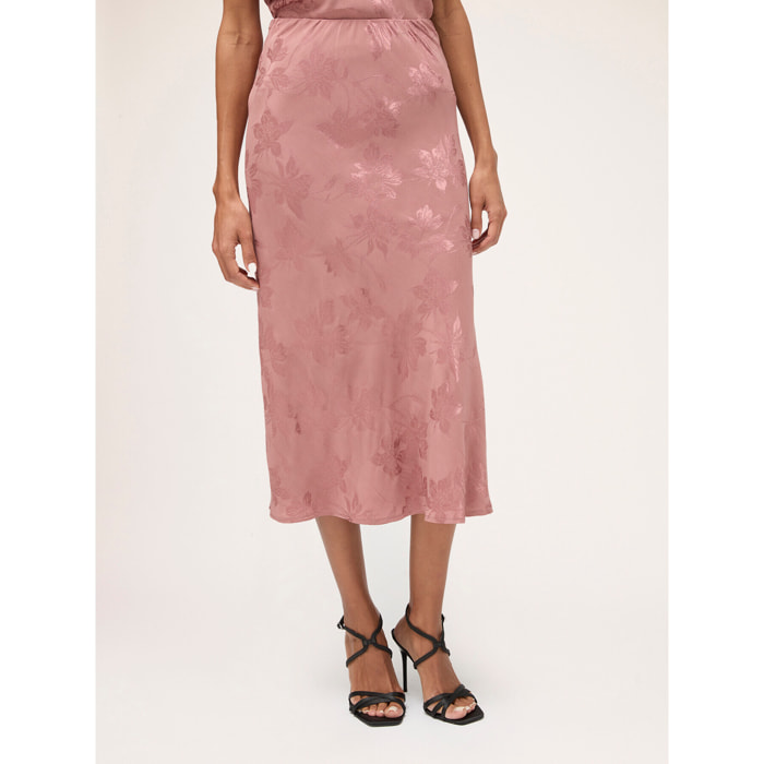 Motivi - Falda midi de raso jacquard - Rosa