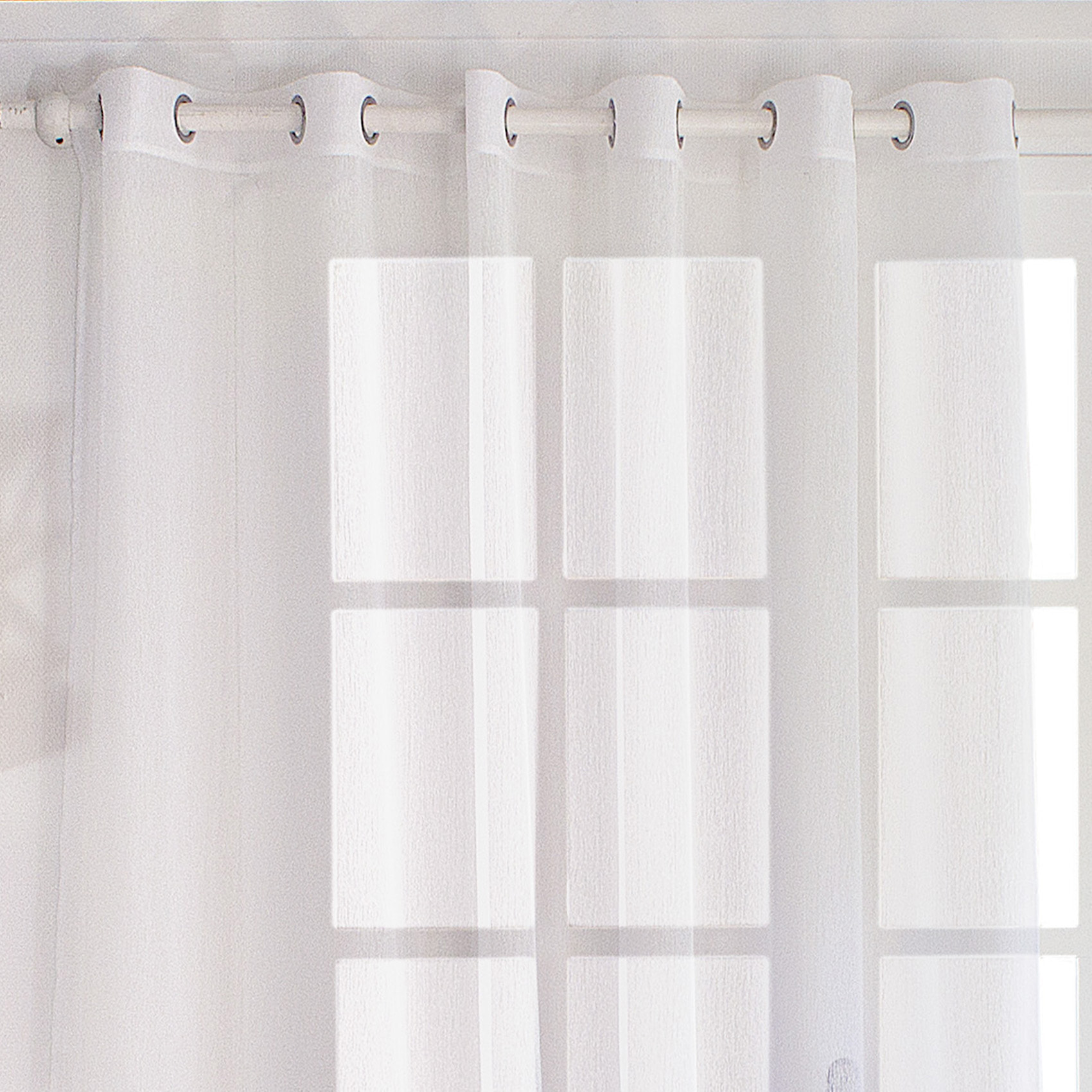 Voilage uni à oeillets grande largeur - Blanc