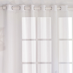 Voilage uni à oeillets grande largeur - Blanc