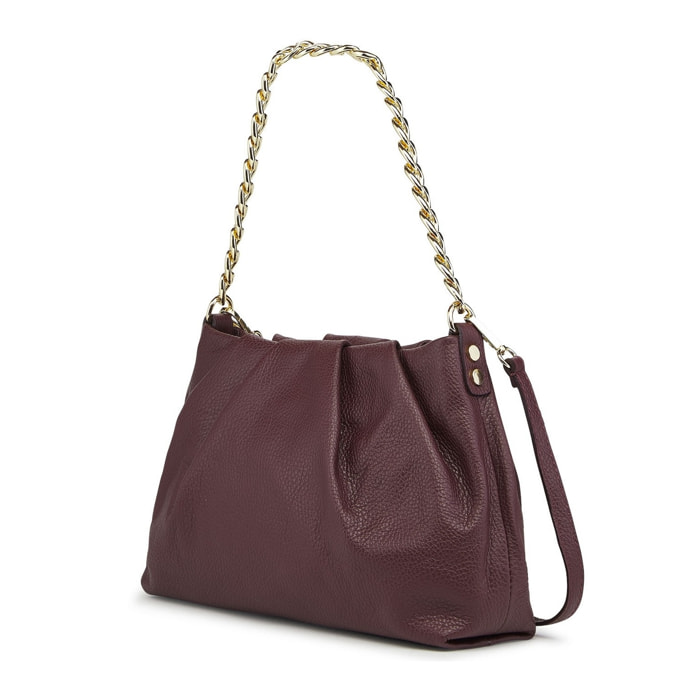 Borse Donna colore Bordeaux-in pelle Made in Italy 24x32x11cm