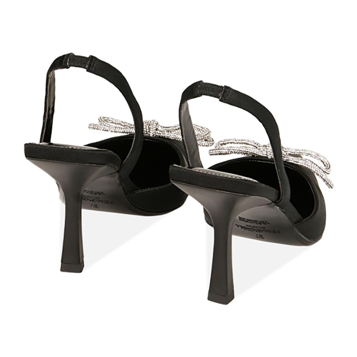 Décolleté slingback gioiello nere, tacco 8,5 cm