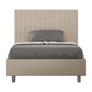 Lit rembourré sans sommier 140x210 similicuir taupe Sunny