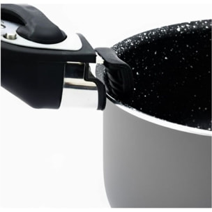 Batterie de cuisine revêtement pierre avec manche amovible 17 pièces carbonne Herzberg HG8055-CAR