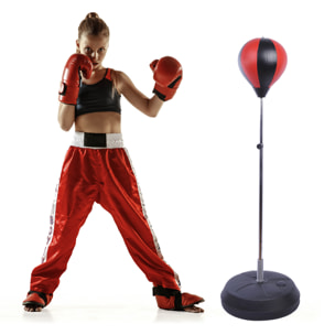 Saco de Boxeo de Pie PU Acero 43cmx125-145cmNegro y Rojo