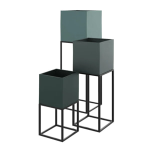 Cache-pot en métal bleu gris (lot de 3) - Eagle