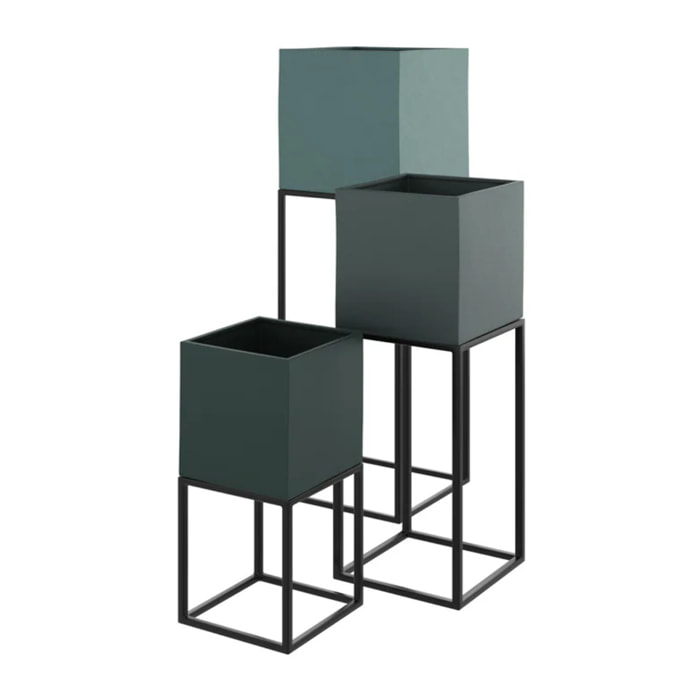 Cache-pot en métal bleu gris (lot de 3) - Eagle