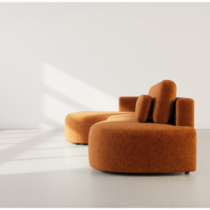 Mahina - canapé d'angle gauche 4 places convertible avec coffre en tissu texturé - Terracotta