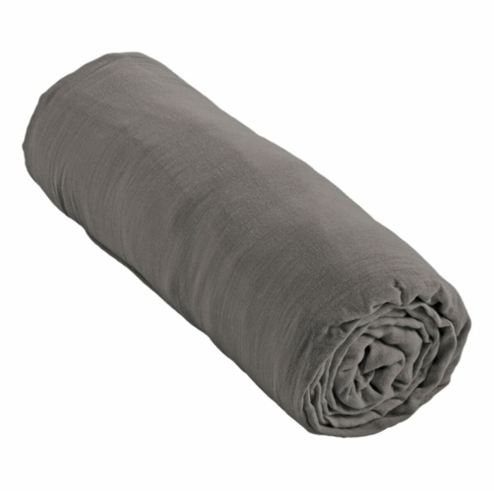 Drap housse 90x190 en gaze de coton bonnet 30 cm - GAIA