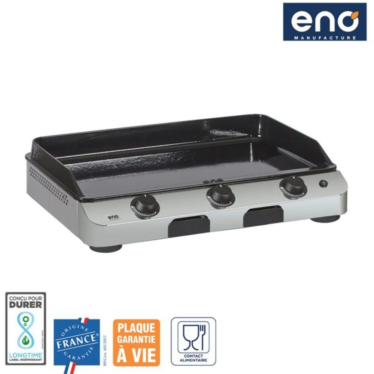 Plancha gaz ENO FUSION 75 cm Inox 3 brûleurs à poser, 70x40 cm