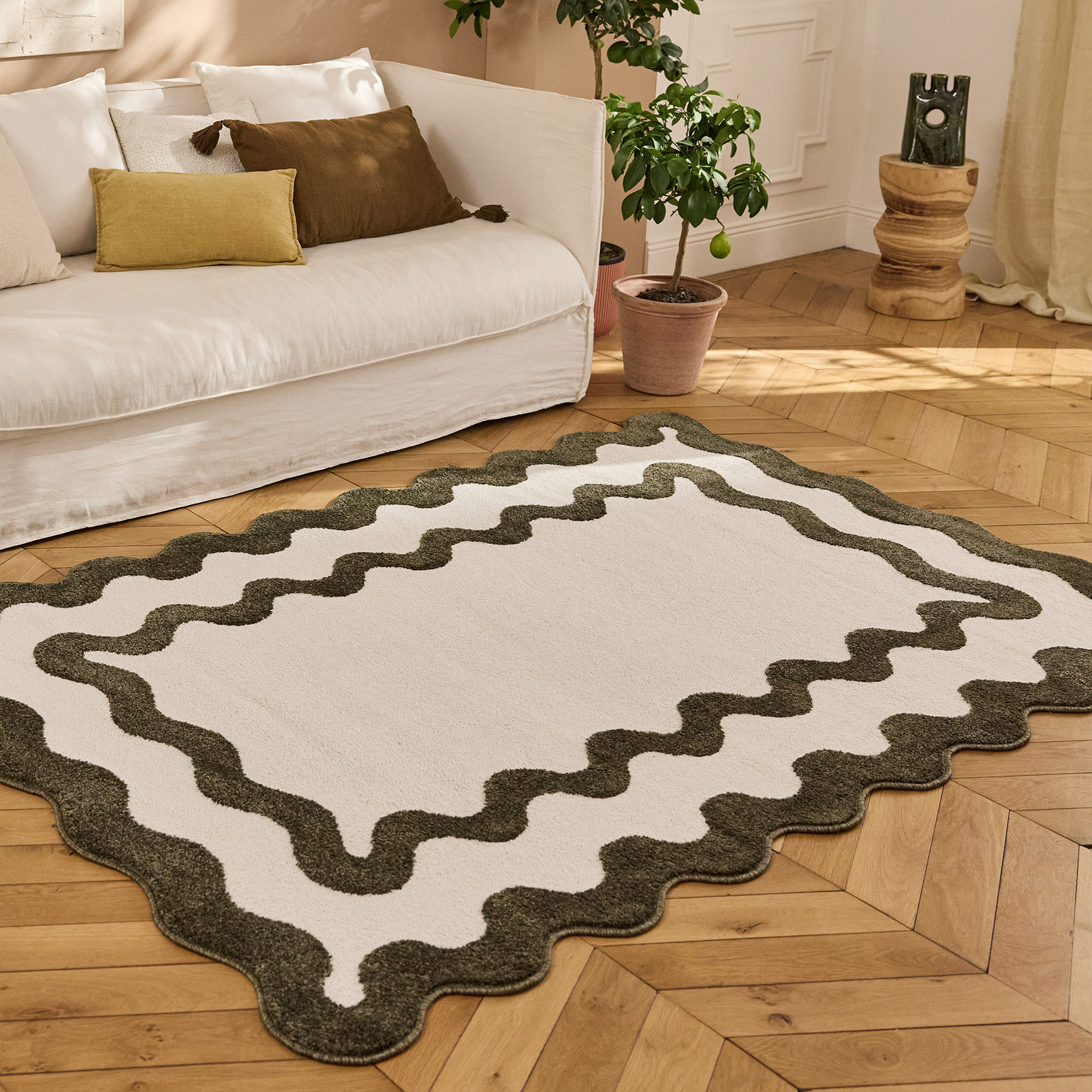 PANTONE - Tapis vert à bords festonnés TERRA DEL SOL