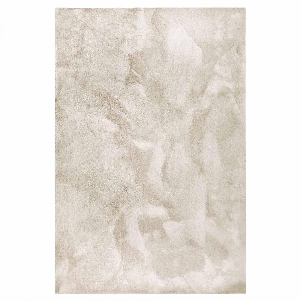 Tapis salon faux uni poils ras, tissé polyester confortable, anano