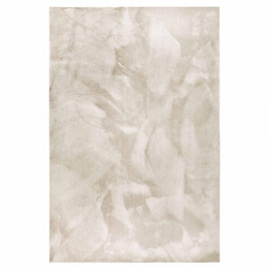 Tapis salon faux uni poils ras, tissé polyester confortable, anano